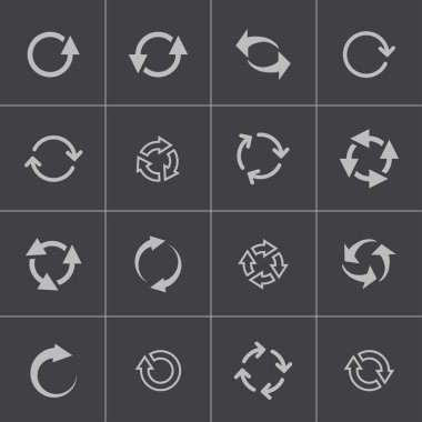 Vector black refresh icons set clipart
