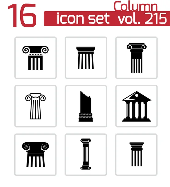 Conjunto de iconos de columna negra vectorial — Vector de stock