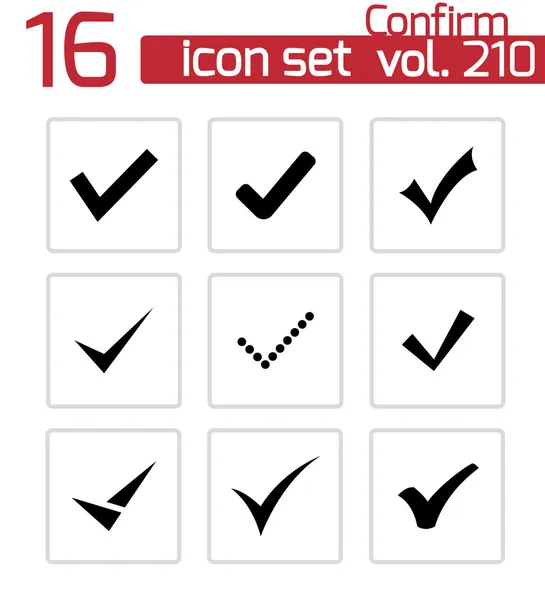 Vector zwart bevestigen icons set — Stockvector