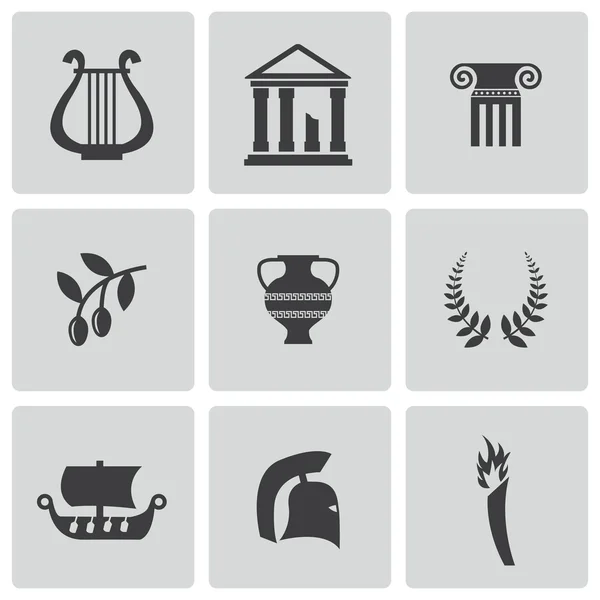 Set di icone vettoriali greche nere — Vettoriale Stock