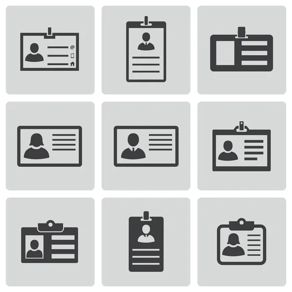 Vektör siyah kimlik kartı Icons set