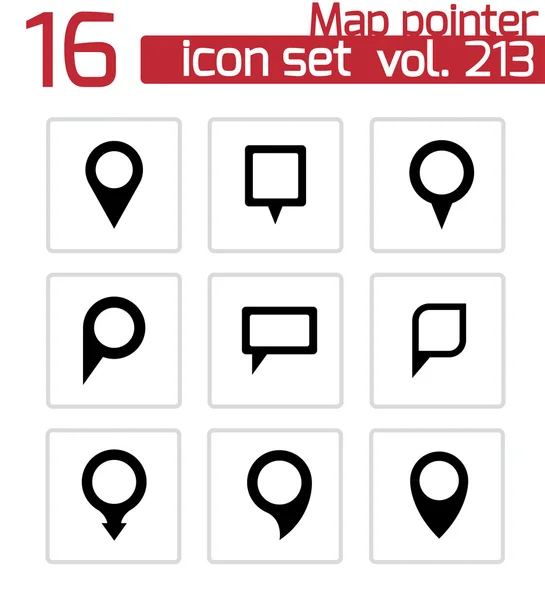 Vector black map pointer icons set — Stock Vector