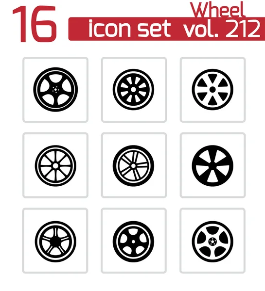 Vektör siyah tekerlek diskleri Icons set — Stok Vektör