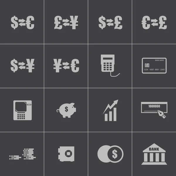 Vector black bank icons set — Stock Vector