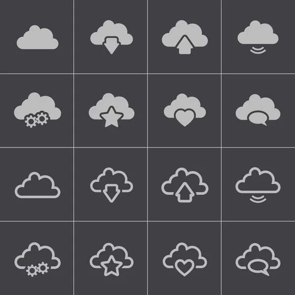 ベクトル黒い雲のアイコンを設定 — ストックベクタ