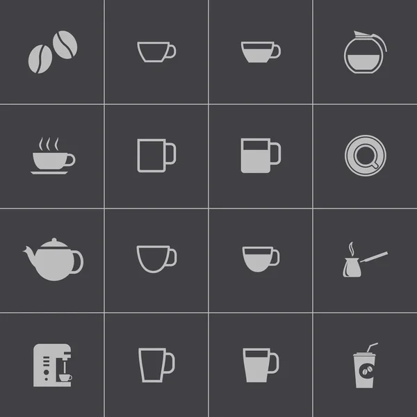 Vektor svart kaffe ikoner set — Stock vektor