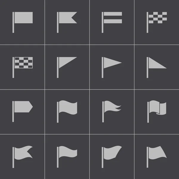 Vector black flag icons set — Stock Vector