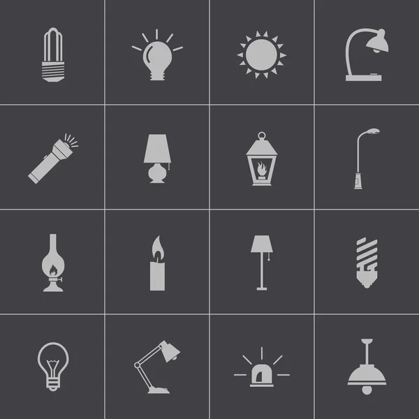 Vector black light icons set — Stock Vector