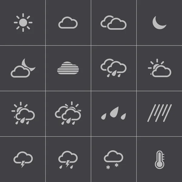 Vector zwarte weer iconen set — Stockvector