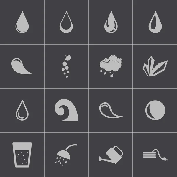 Conjunto de iconos de agua negra vectorial — Vector de stock