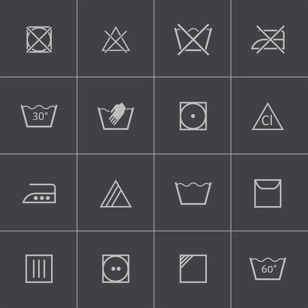 Set di icone di lavaggio nero vettoriale — Vettoriale Stock