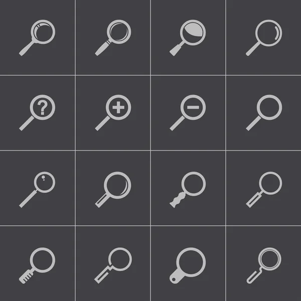 Vektor schwarze Lupe Icons Set — Stockvektor