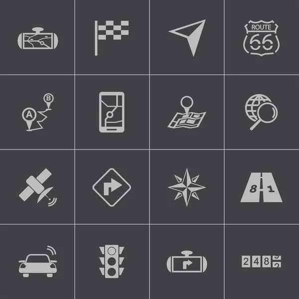 Set di icone di navigazione nero vettoriale — Vettoriale Stock