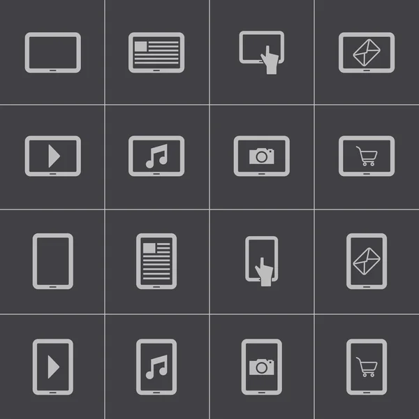 Vector black tablet icons set — Stock Vector