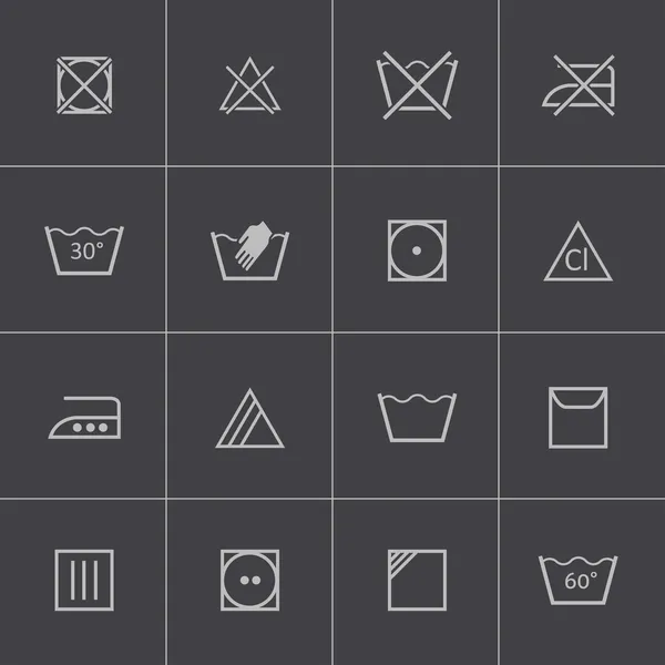 Vector black washing icons set — Stock Illustration Vector black washing icons set Royalty Free Stock Vectors