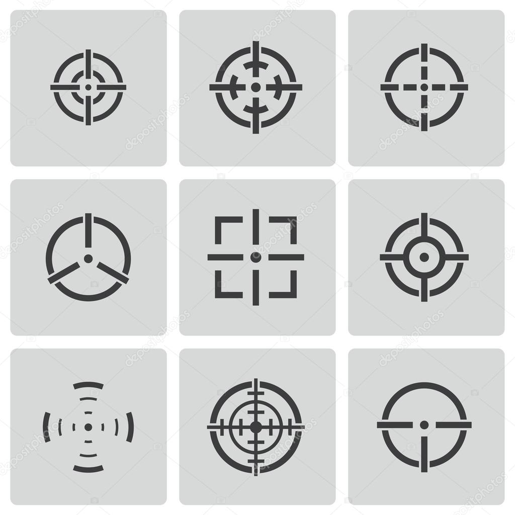 Vector balck crosshair icons set