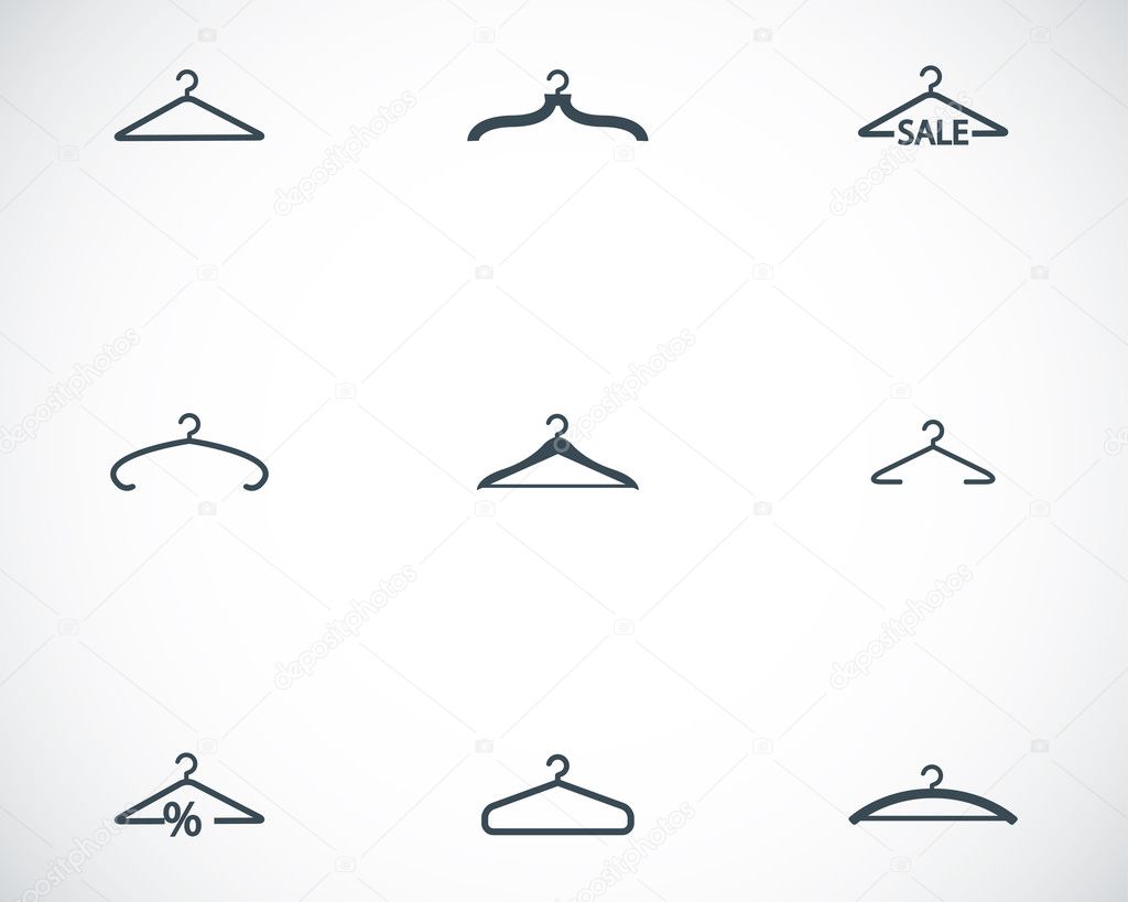 Vector black hanger icons set