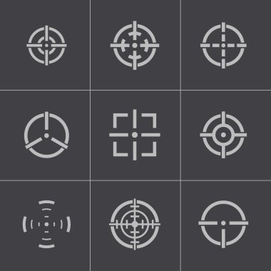 Vector balck crosshair icons set clipart
