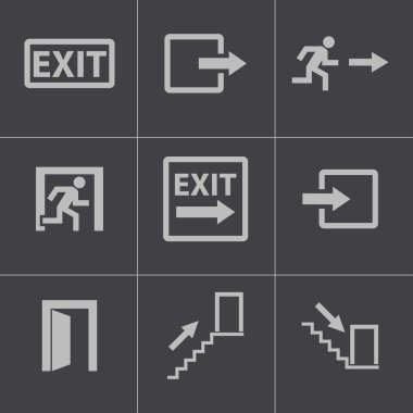 Vector black exit icons set clipart