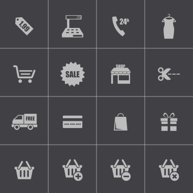 siyah vektör alışveriş Icons set