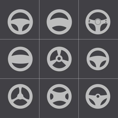 siyah vektör direksiyon Icons set