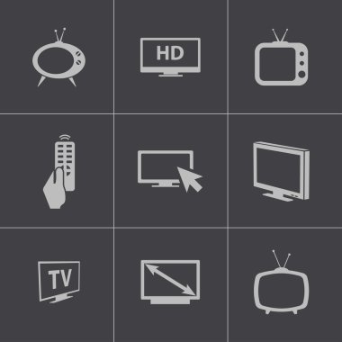 vektör siyah tv simgeler kümesi