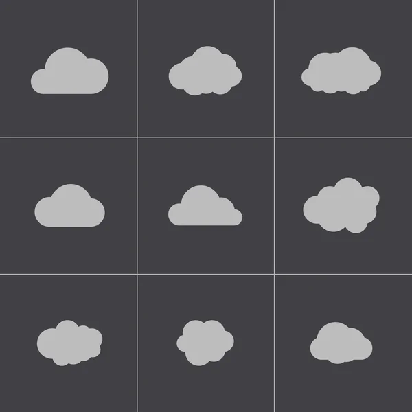 Conjunto de iconos Vector negro nube — Stockvector