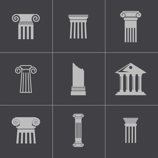 Conjunto de iconos de columna negra vectorial — Vector de stock