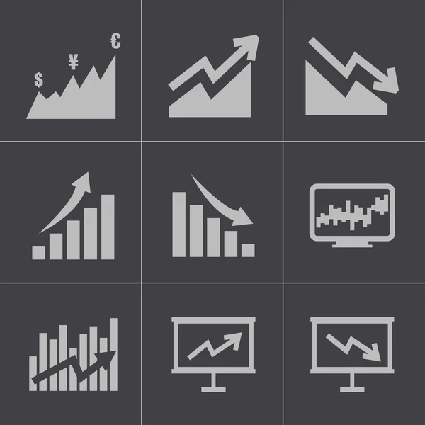 Vector zwarte economische iconen set — Stockvector