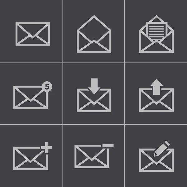 Vektor schwarze E-Mail Icons gesetzt — Stockvektor