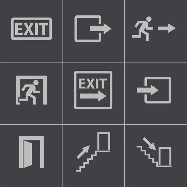 Vector black exit icons set — Stock Vector