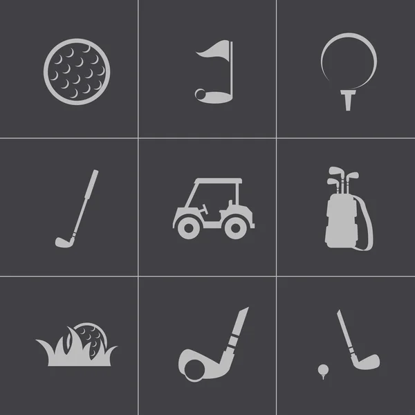 Conjunto de iconos de golf negro vector — Archivo Imágenes Vectoriales