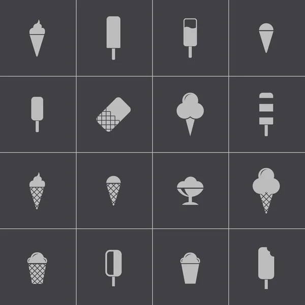 Conjunto de iconos de helado negro vectorial — Archivo Imágenes Vectoriales