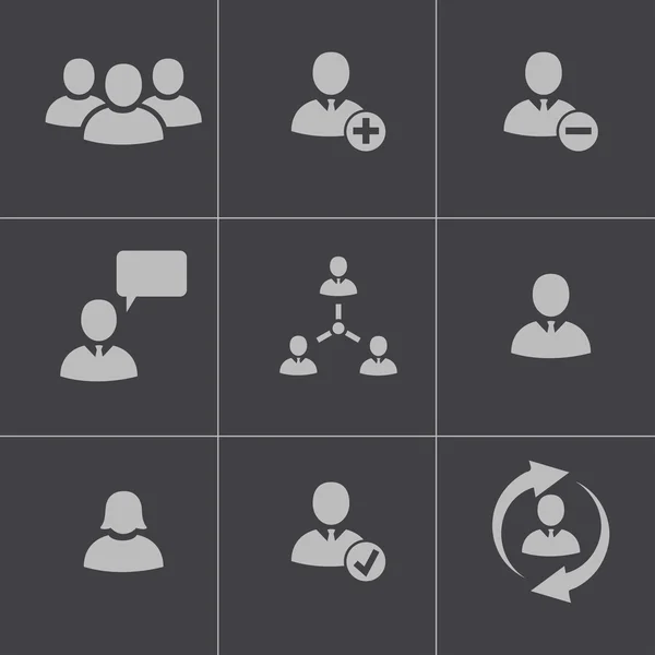 Vector black office people icons set — Stock Vector