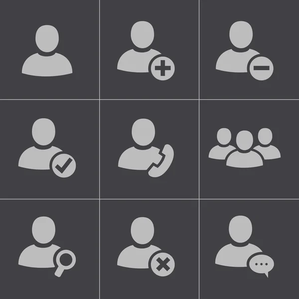 Vettoriale nero persone icone set — Vettoriale Stock