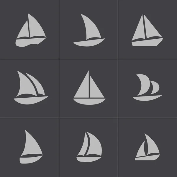 Vektor schwarze Segelboot-Symbole gesetzt — Stockvektor