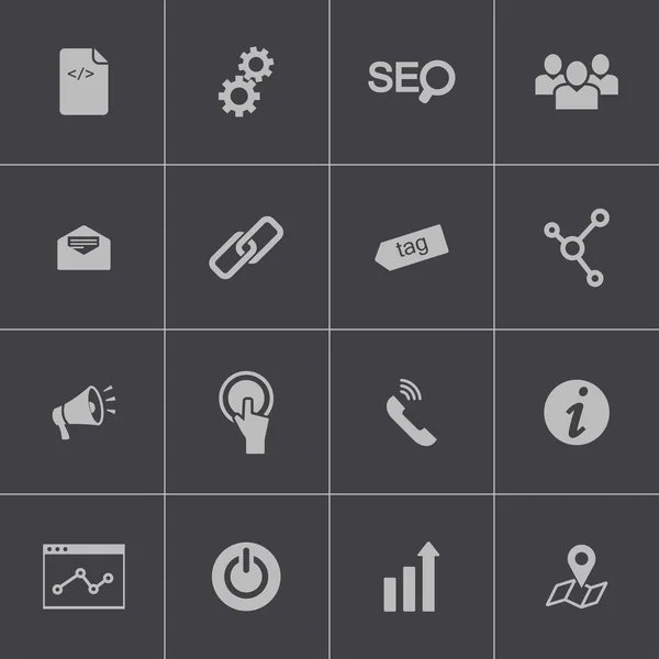 Vector negro seo iconos conjunto — Vector de stock