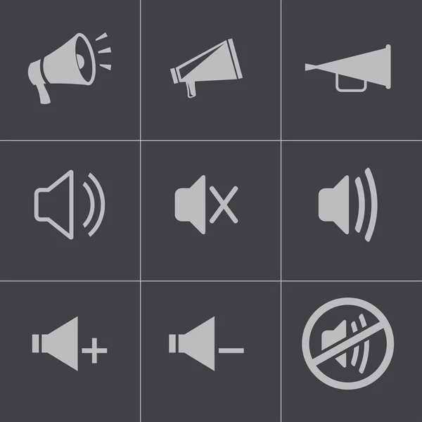 Vector black speaker icons set — Stock Vector