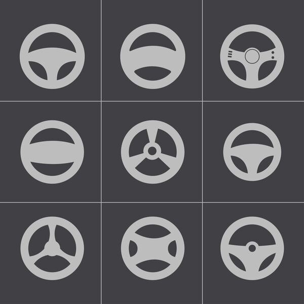 Vector black Steering wheels icons set