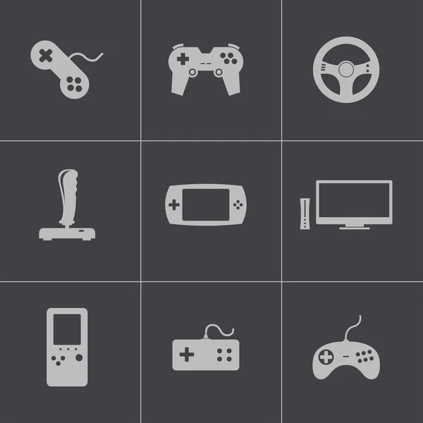 Set di icone per videogiochi neri vettoriali — Vettoriale Stock