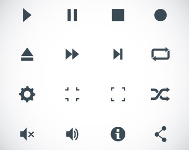 Vektör siyah medya oynatıcı Icons set