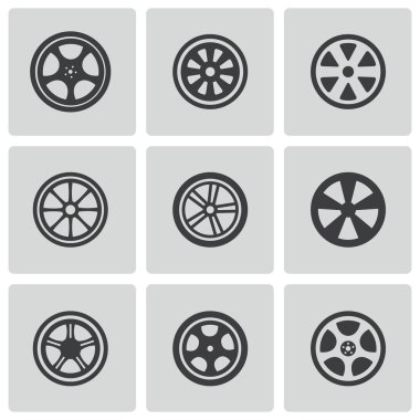 vektör siyah tekerlek diskleri Icons set