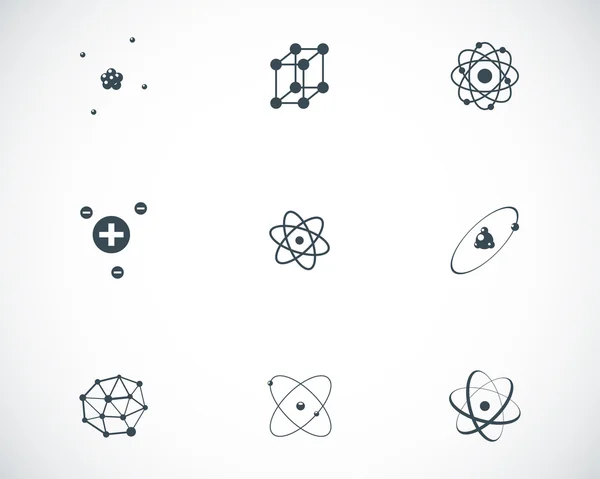 Vector black atom icons set — Stock Vector