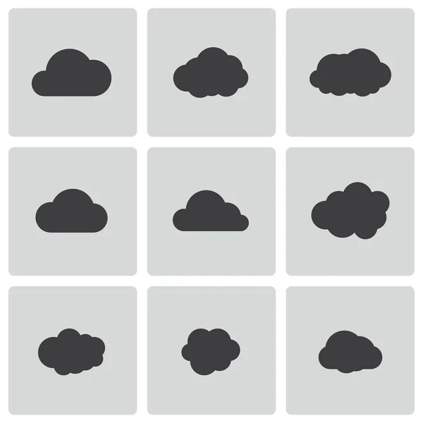 Vektor svart moln ikoner set — Stock vektor