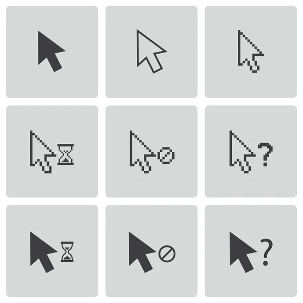 Conjunto de iconos de cursor de ratón negro vector — Vector de stock