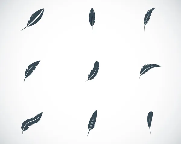 Ensemble d'icônes de plumes noires vectorielles — Image vectorielle