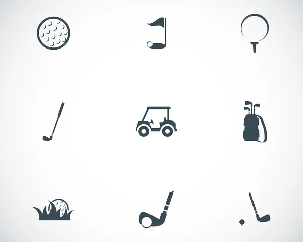 Vector black golf icons set — Stock Vector