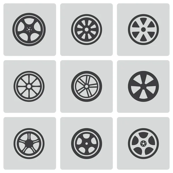 vektör siyah tekerlek diskleri Icons set