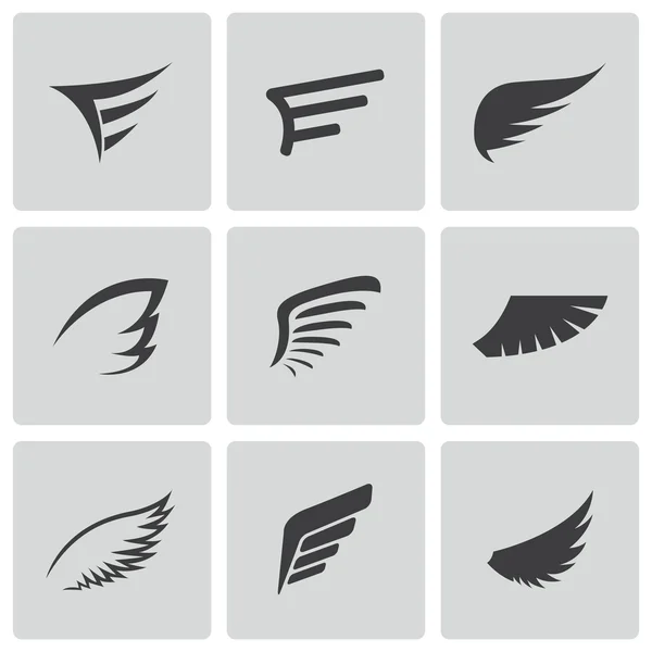 Vektor svart vinge ikoner set — Stock vektor