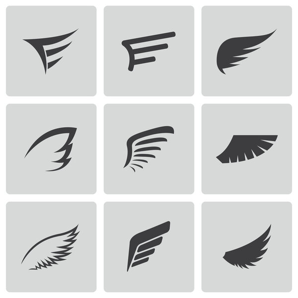 Vector black wing icons set